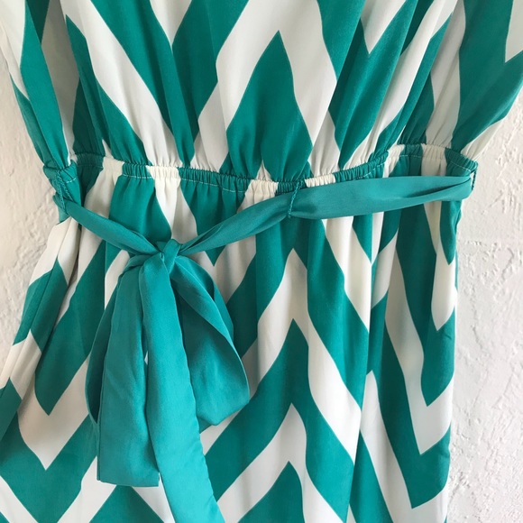Teal & Cream Chevron Dress - Picture 2 of 7